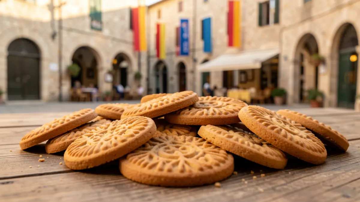 Artisanal cookies displayed at a fair in Camprodon.