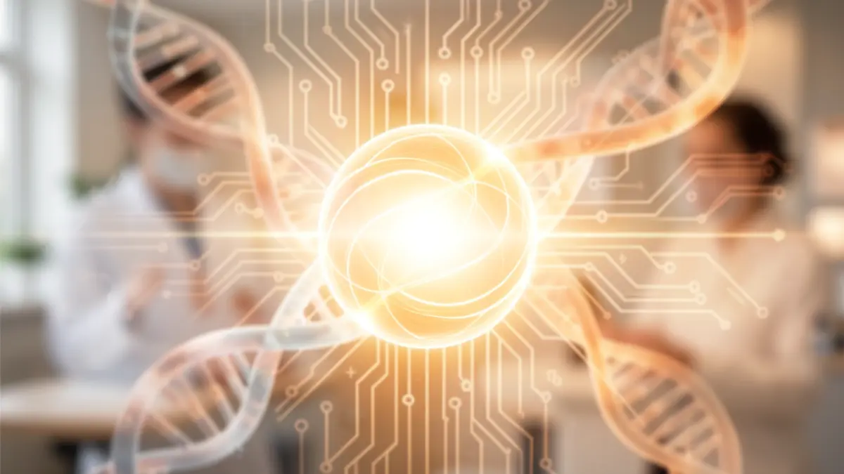Generic image of abstract health and innovation symbols with warm light.