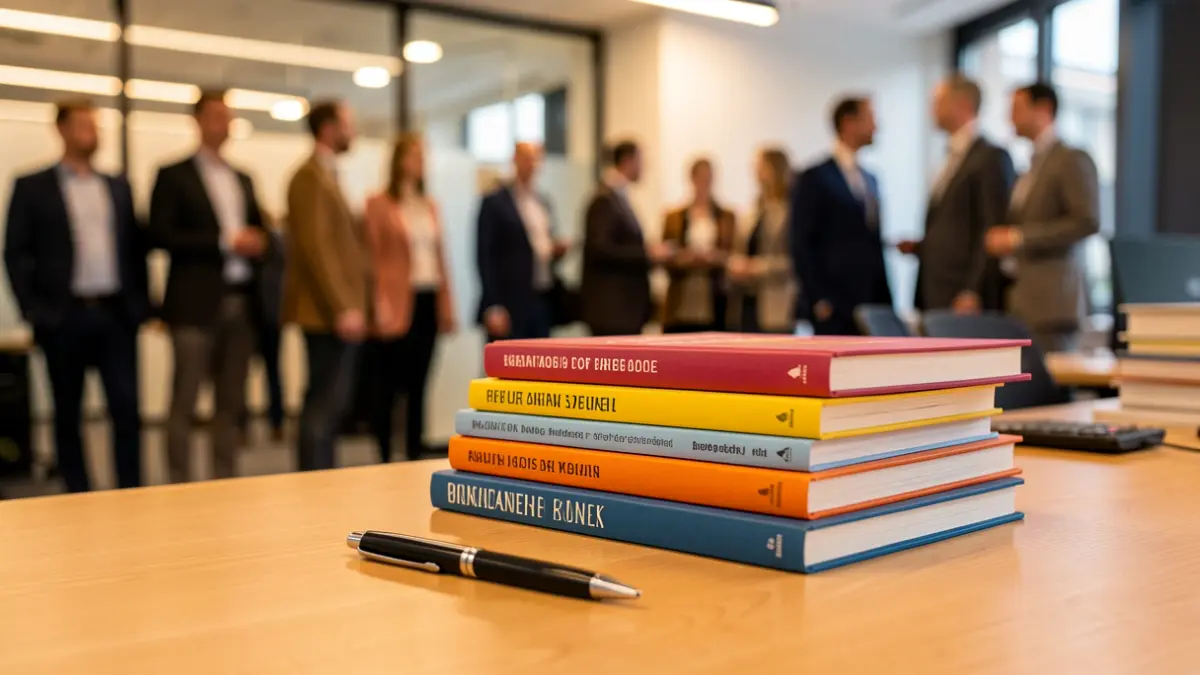 Imatge genèrica de llibres i un escriptori en un entorn d'oficina.