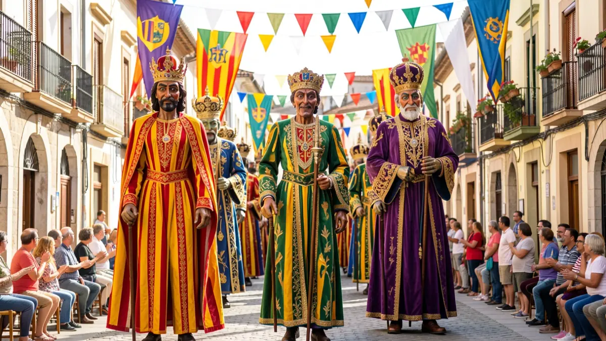 Gigantes del Vallès Oriental y Occidental desfilando por las calles de Canovelles.