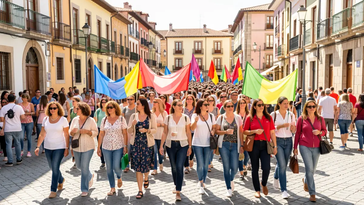 Imagen genérica de mujeres participando en una marcha solidaria en un entorno urbano.