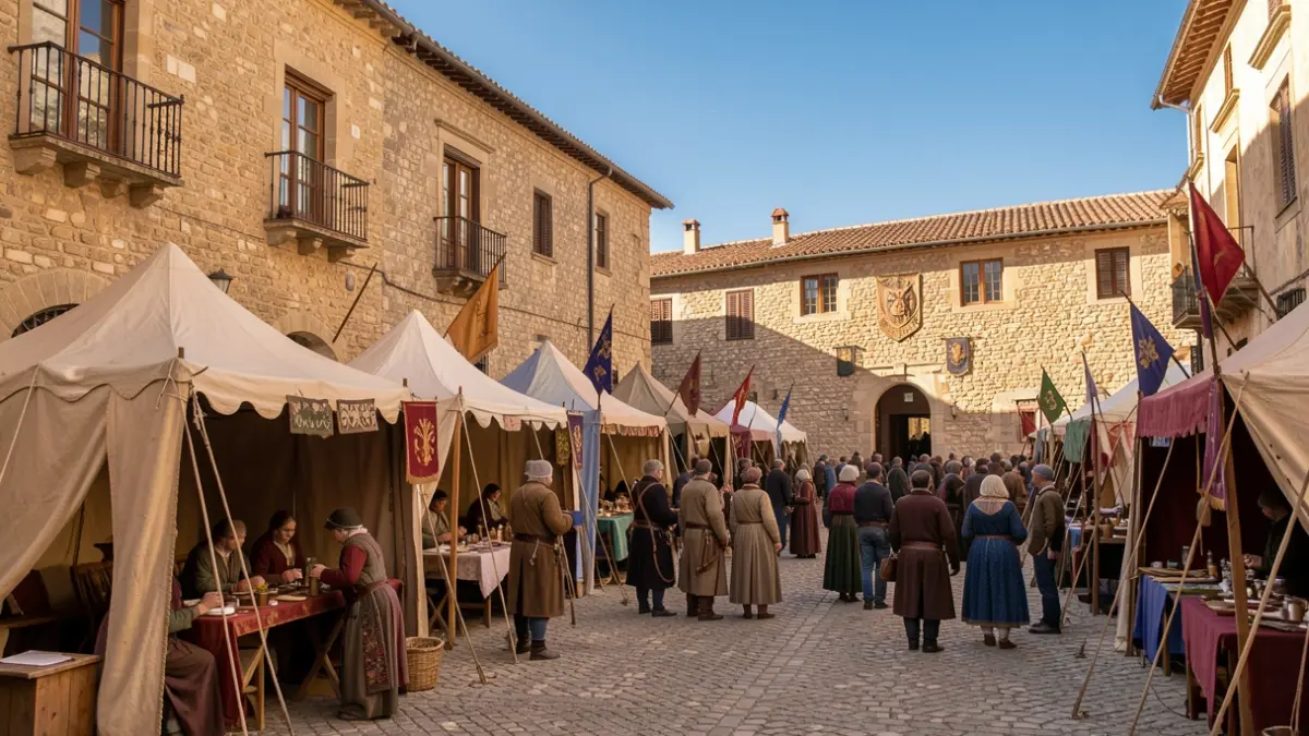 Campament medieval a la plaça de Canyamars durant la Fira del Bosc.