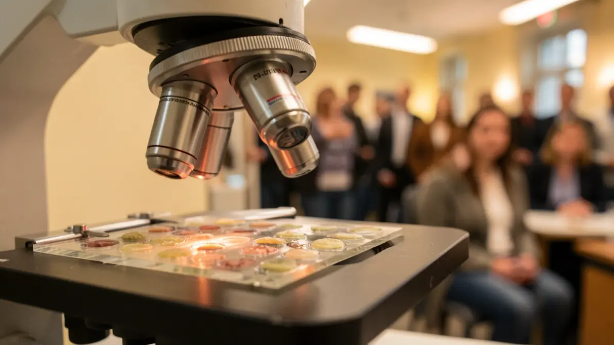 Imatge genèrica d'un microscopi i una mostra biològica.