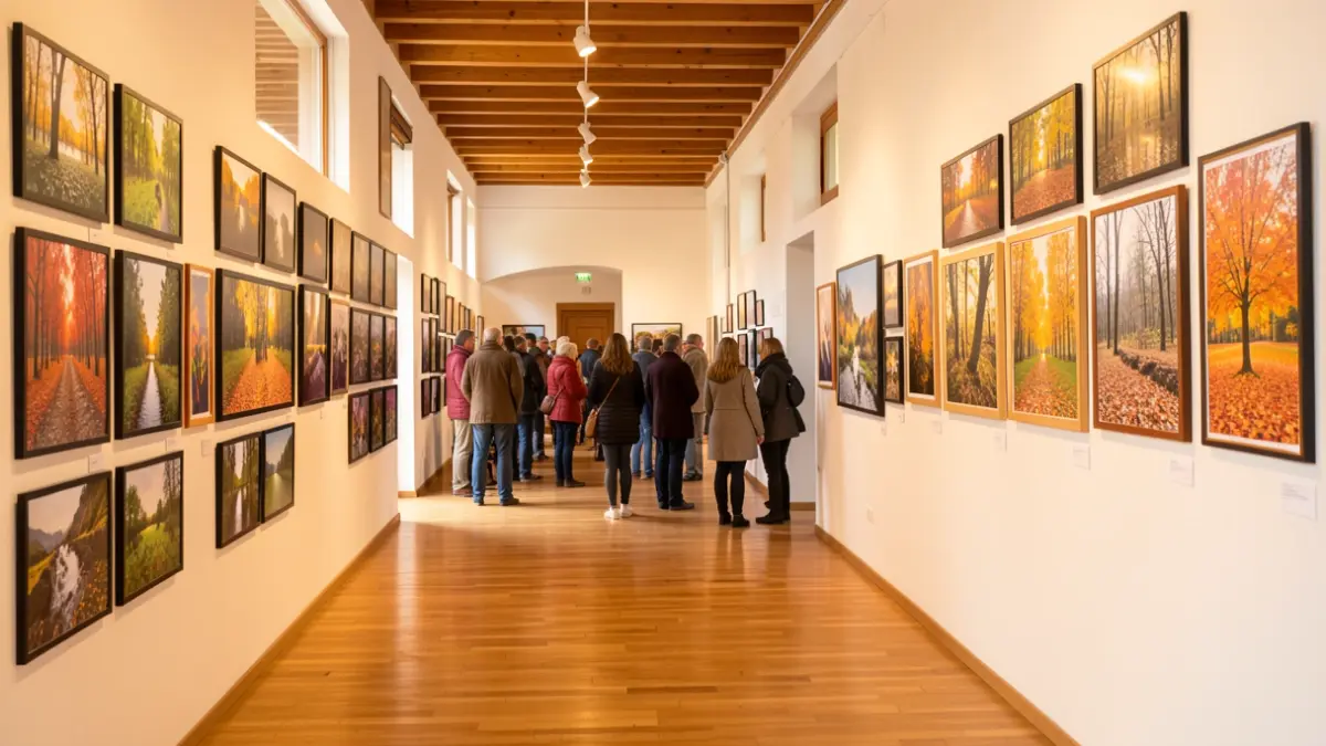 Espai d'exposició al Casal de la Gent Gran del Centre amb fotografies de natura i tardor.