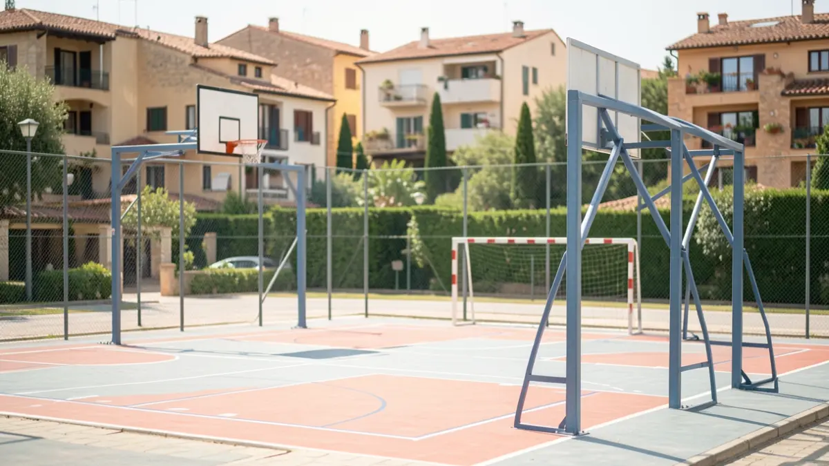 Imagen genérica de una pista polideportiva nueva con elementos de juego.