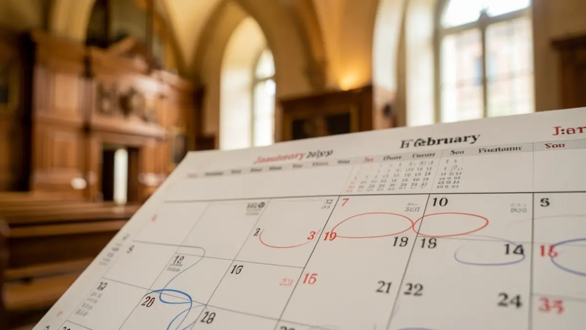 Imatge genèrica d'un calendari amb dates assenyalades en un entorn institucional.
