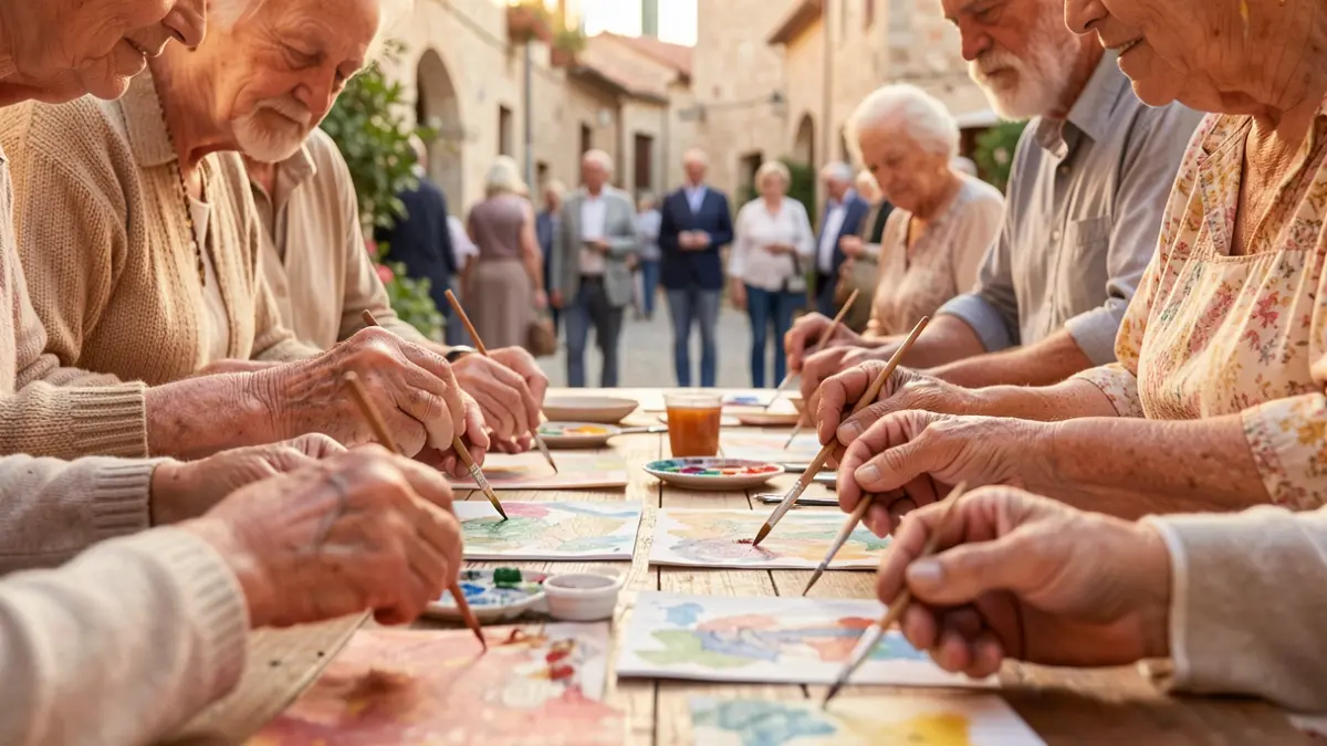 Generic image of elderly hands participating in a community activity.