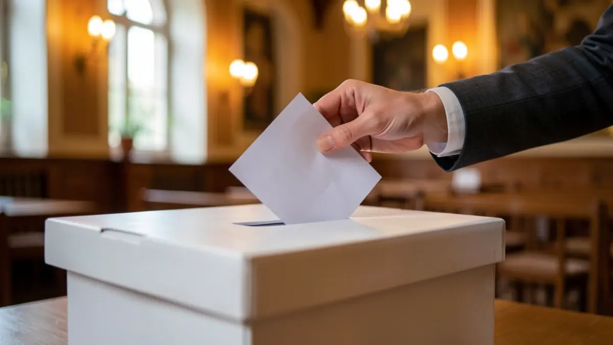 Imatge genèrica d'una urna de votació amb una mà introduint un vot.
