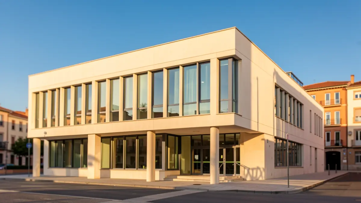 Generic image of a modern town hall facade in Catalunya.