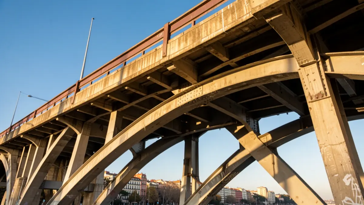 Pont de Bac de Roda durant les obres de manteniment a Barcelona.