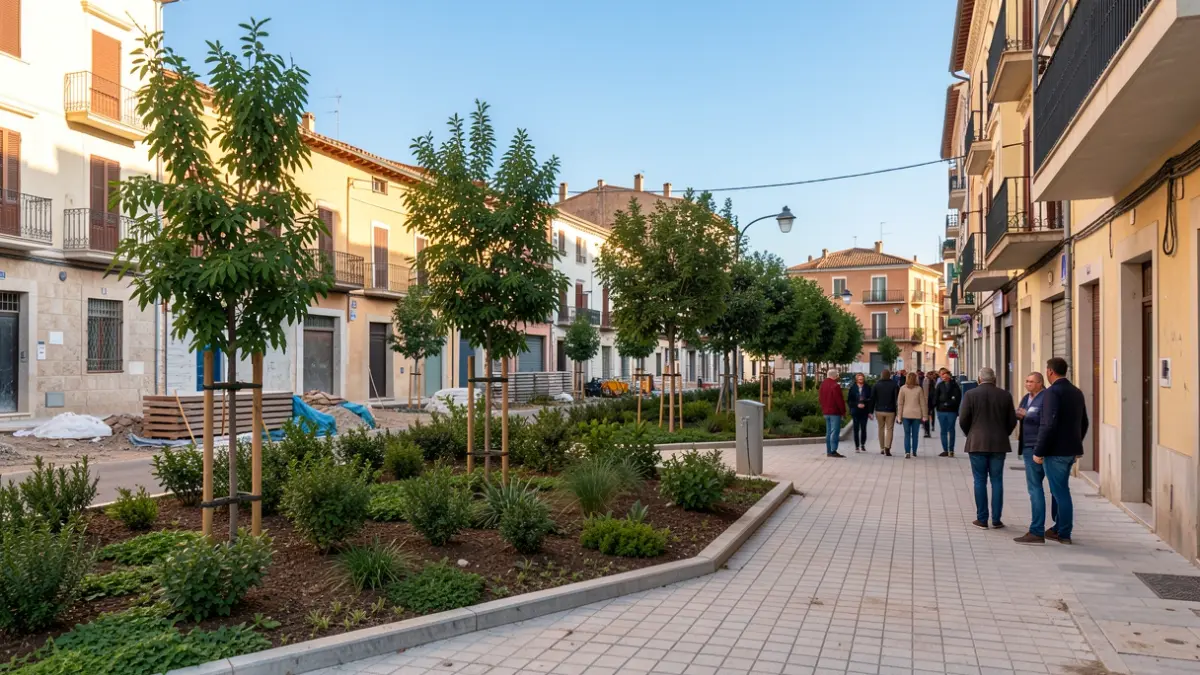 Obres de millora urbana amb nous espais verds i zones per a vianants al barri de la Marina de Port.