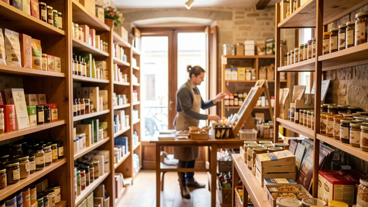 Imatge genèrica d'un comerç acollidor amb un botiguer al fons.