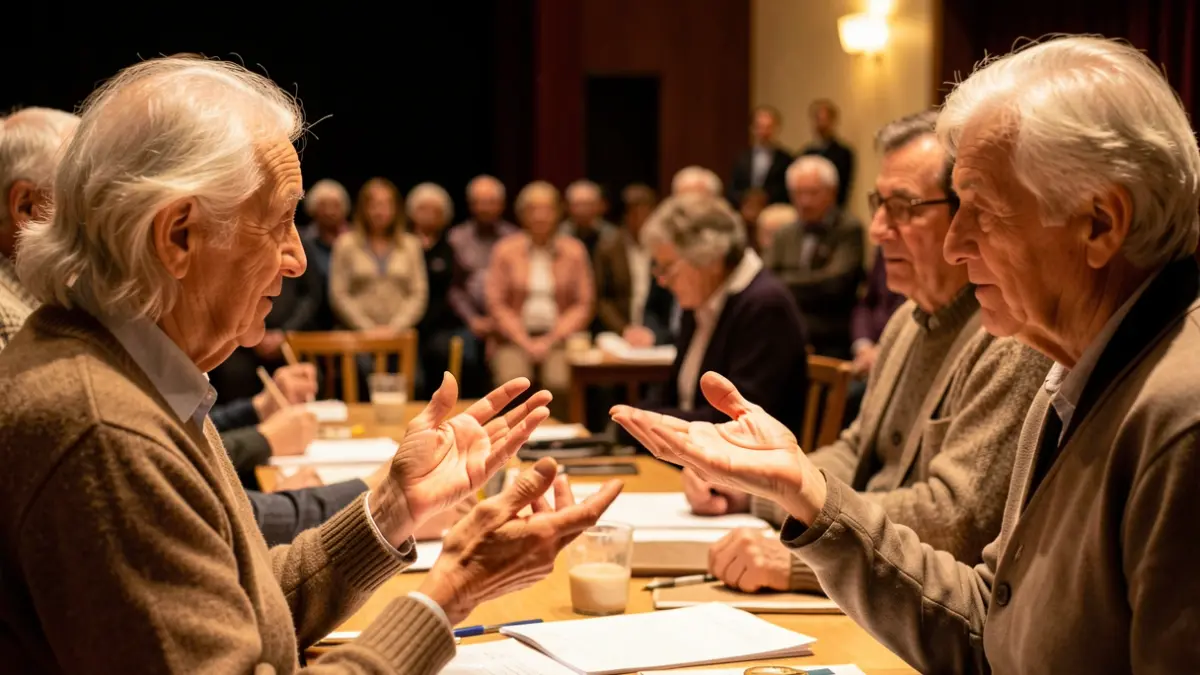 Personas mayores participando en un taller de teatro en un centro cívico de Catalunya.