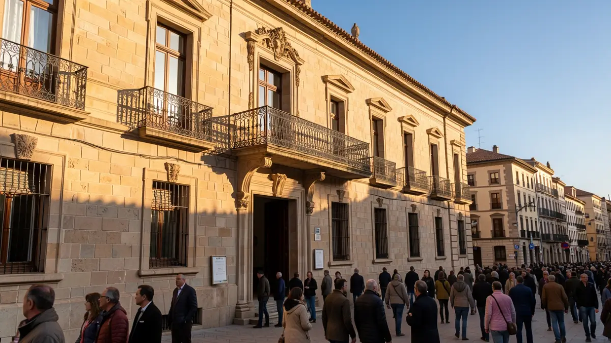 Generic image of a Catalunya town hall facade with a balcony and afternoon light.
