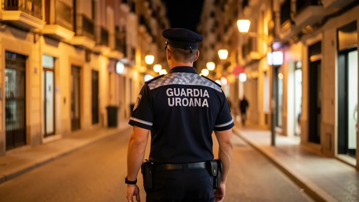 Cornellà de Llobregat Guardia Urbana officer on night duty.