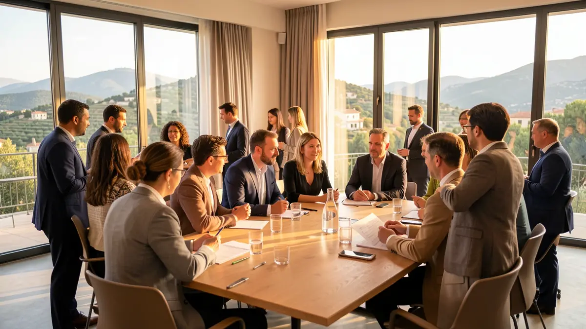 Delegation of Ukrainian municipalities meeting with representatives from Cubelles and the Diputació de Barcelona.