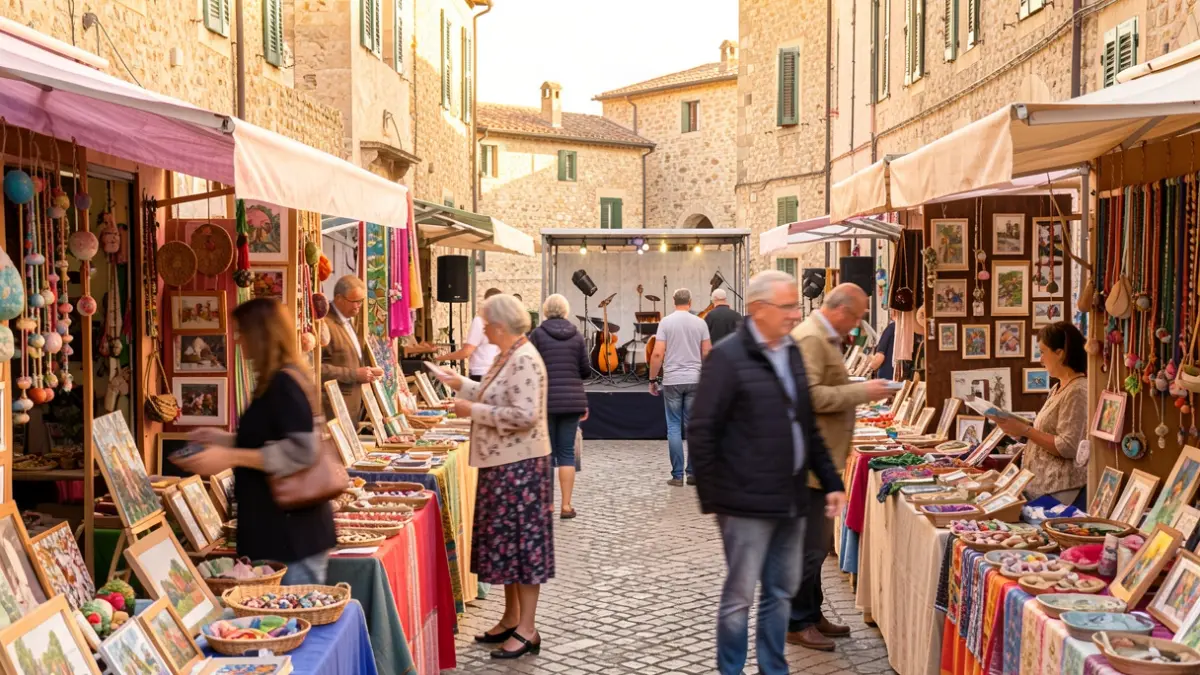 Crafts and Artists Fair in Cubelles with stalls and music.