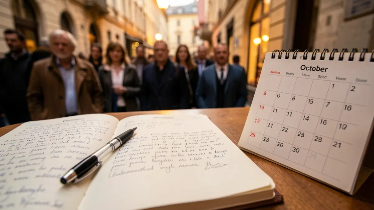 Generic image of an open notebook with handwritten notes and a pen, next to a calendar showing October dates.
