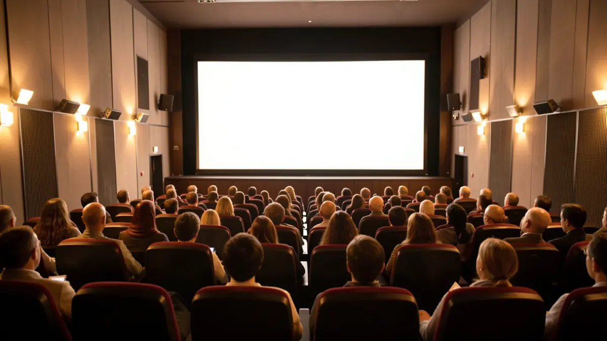 Imatge genèrica d'una sala de cinema amb seients buits i la pantalla il·luminada.