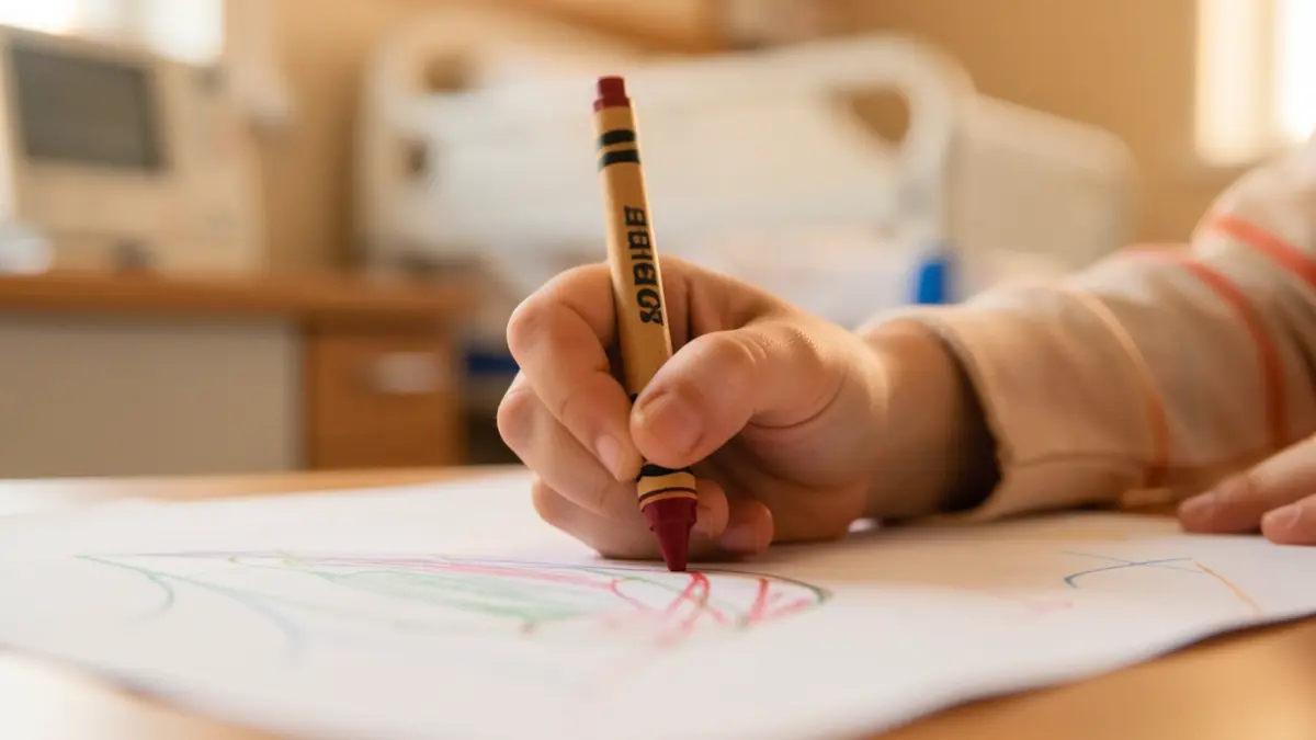 Generic image of a child's hand drawing with a crayon.