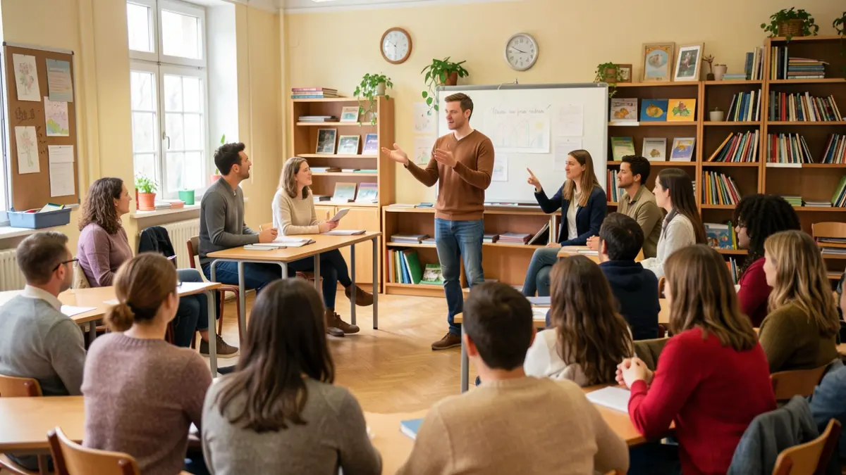 Imagen genérica de personas participando en una actividad teatral en el aula.