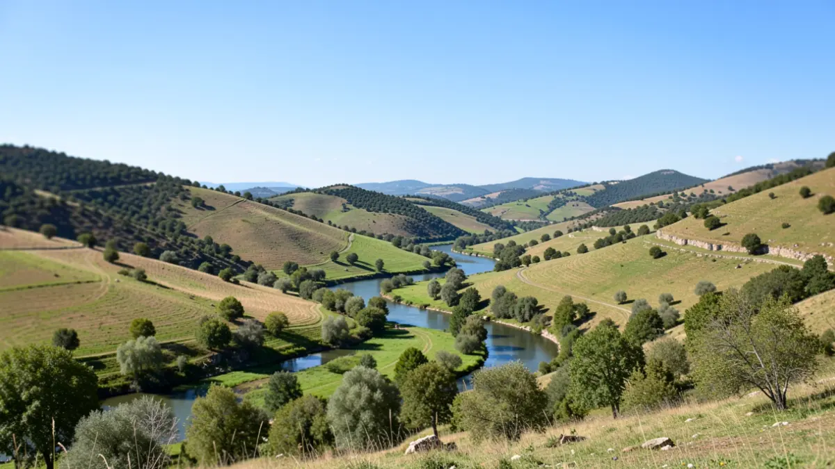 Imatge genèrica d'un paisatge natural català amb turons verds i un riu.
