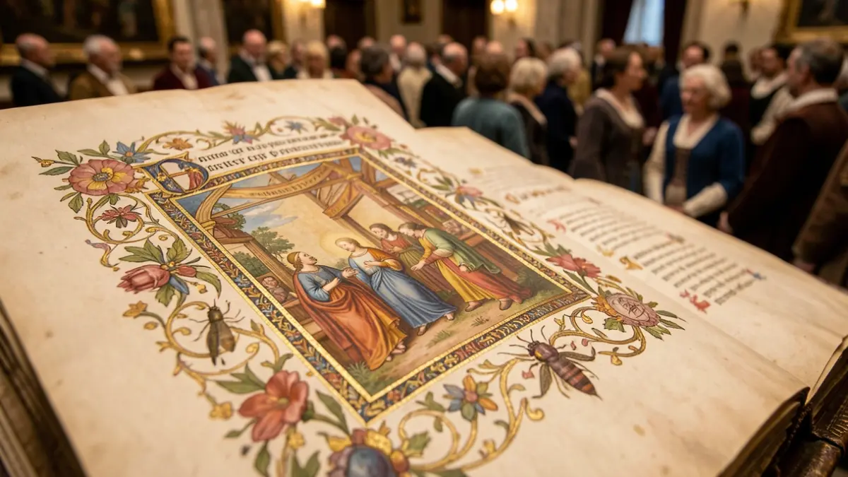 Generic image of an illuminated manuscript page with floral details and a miniature.