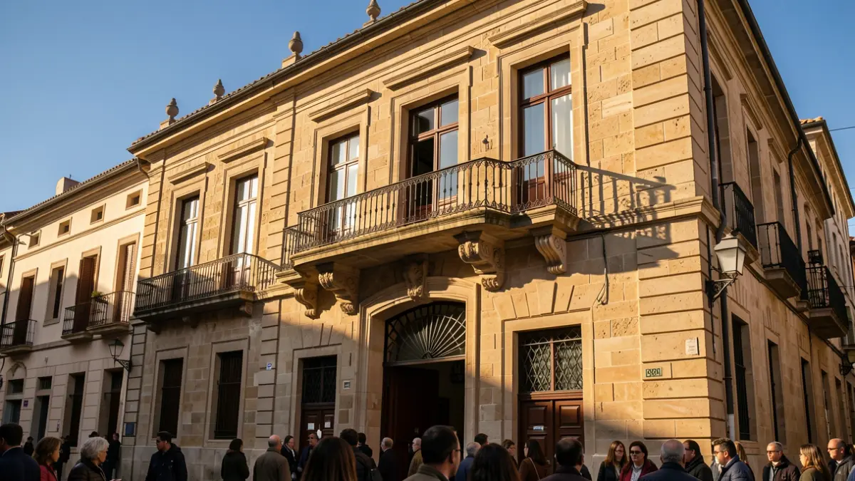 Façana de l'Ajuntament de Campdevànol amb balcó i cel blau.