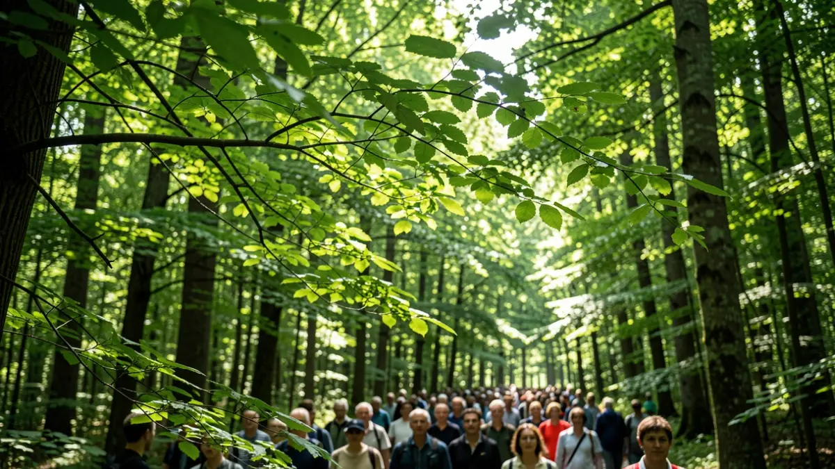 Imatge genèrica de la capçada d'un bosc verd amb la llum del sol filtrant-se entre les fulles.