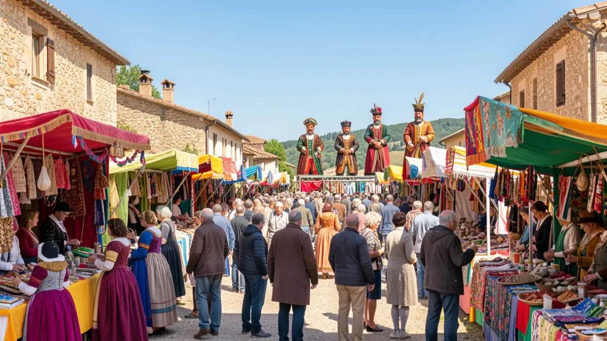Ambient festiu a l'Aplec de la Tartana amb parades i elements de cultura popular.