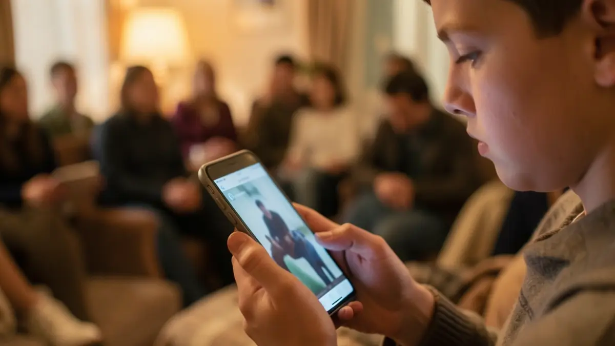 Young person using a mobile phone to reflect on their emotional well-being.