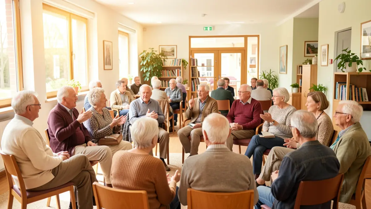 Generic image of elderly people actively participating in a debate.