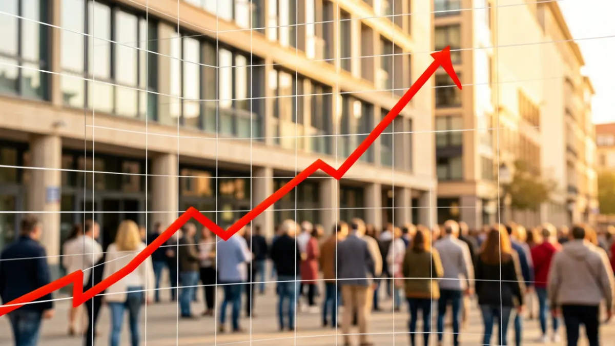Generic image of an economic graph with an office building in the background.