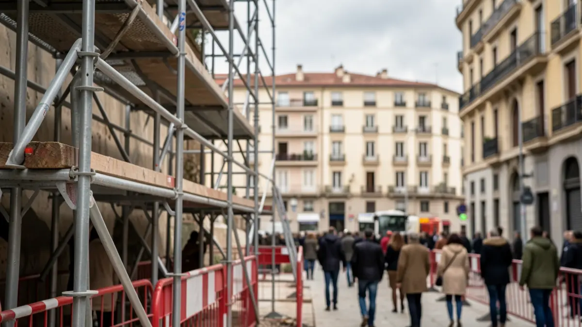 Generic image of construction work on a residential building in Barcelona.