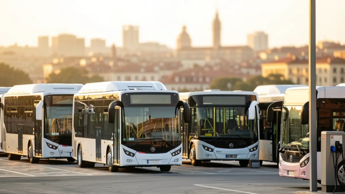 Flota de autobuses eléctricos en Barcelona.