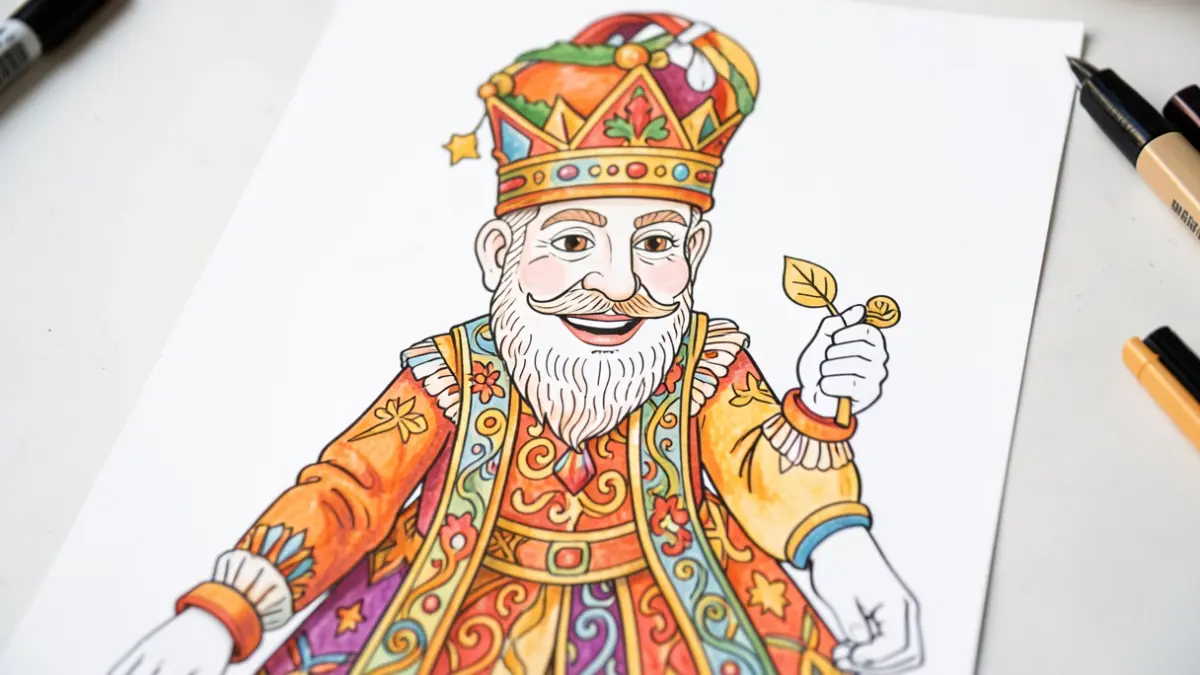 Imatge genèrica d'un dibuix de gegant tradicional català per pintar.