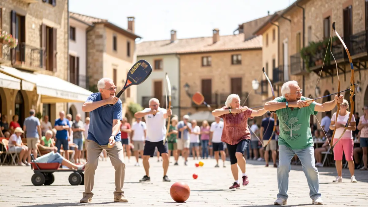 Personas mayores participando en actividades deportivas en Gironella.