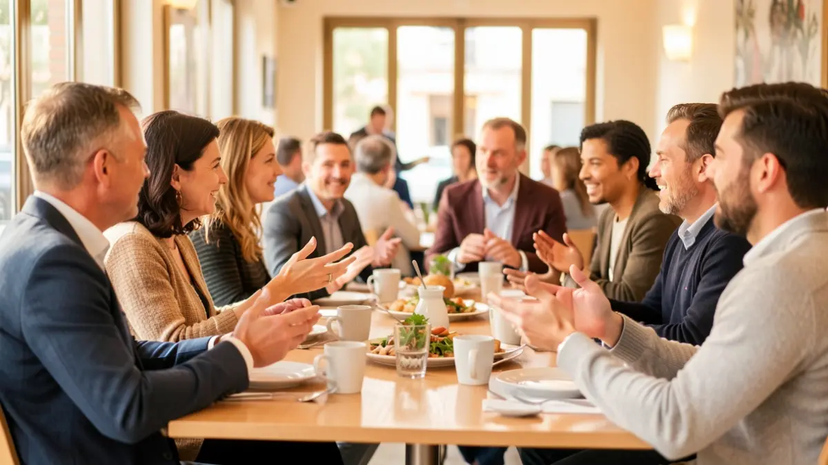 Empresarios catalanes participando en un desayuno de networking.