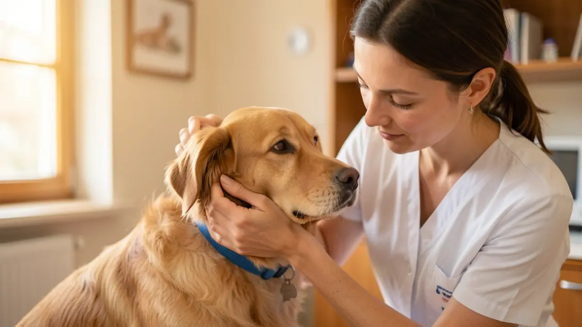 Imatge genèrica d'una revisió veterinària d'un gos en un consultori.