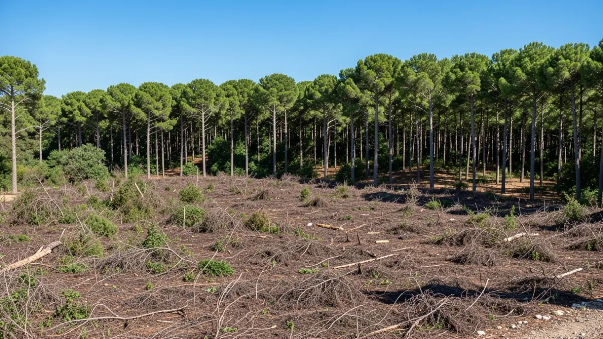 Fire protection break in a Central Catalonia forest.