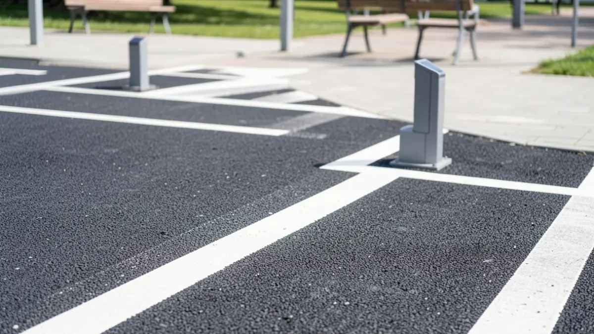 Generic image of a new road with road safety elements.