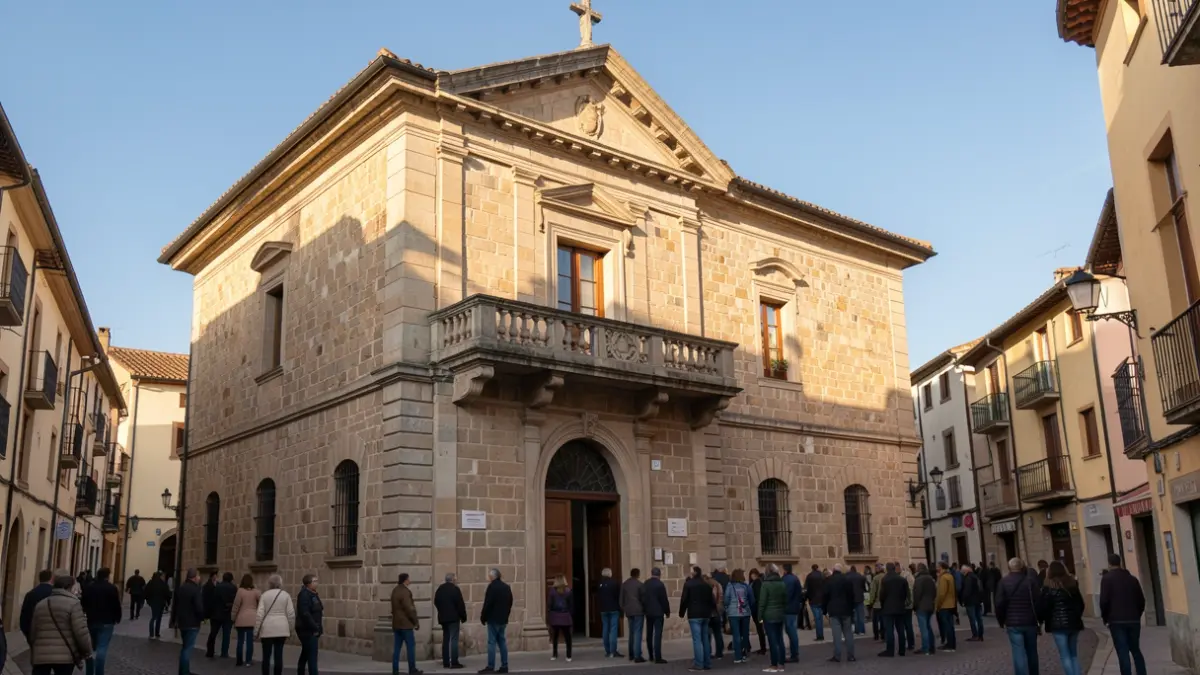 Fachada del Ayuntamiento de Badia del Vallès con balcón y luz de verano.