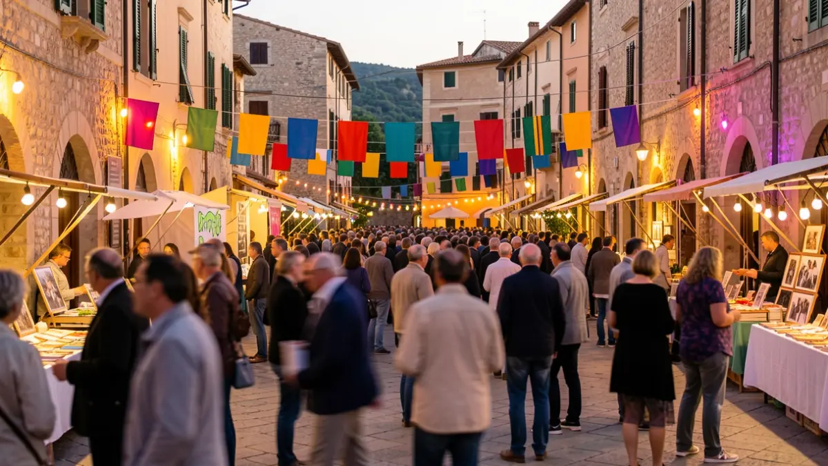 Generic image of a cultural festival with attendees and festive decorations.