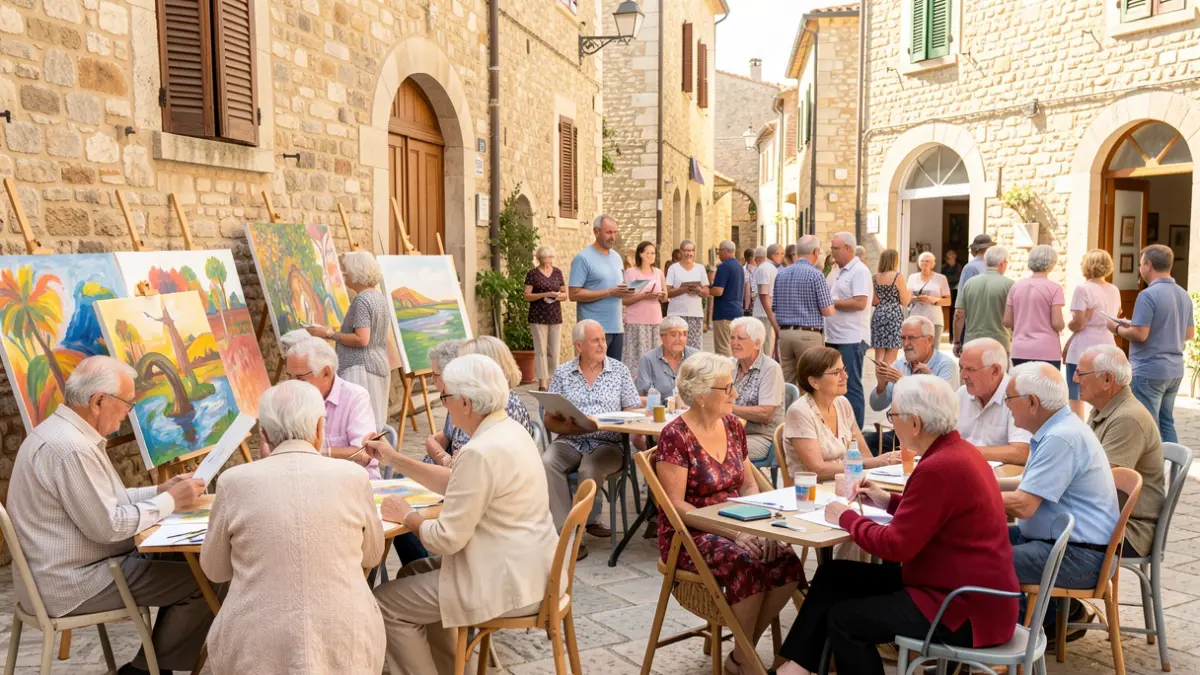 Elderly people participating in cultural activities in Golmés.