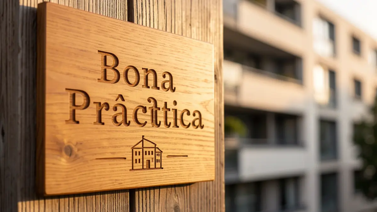 Imatge genèrica d'una placa de reconeixement amb un edifici.