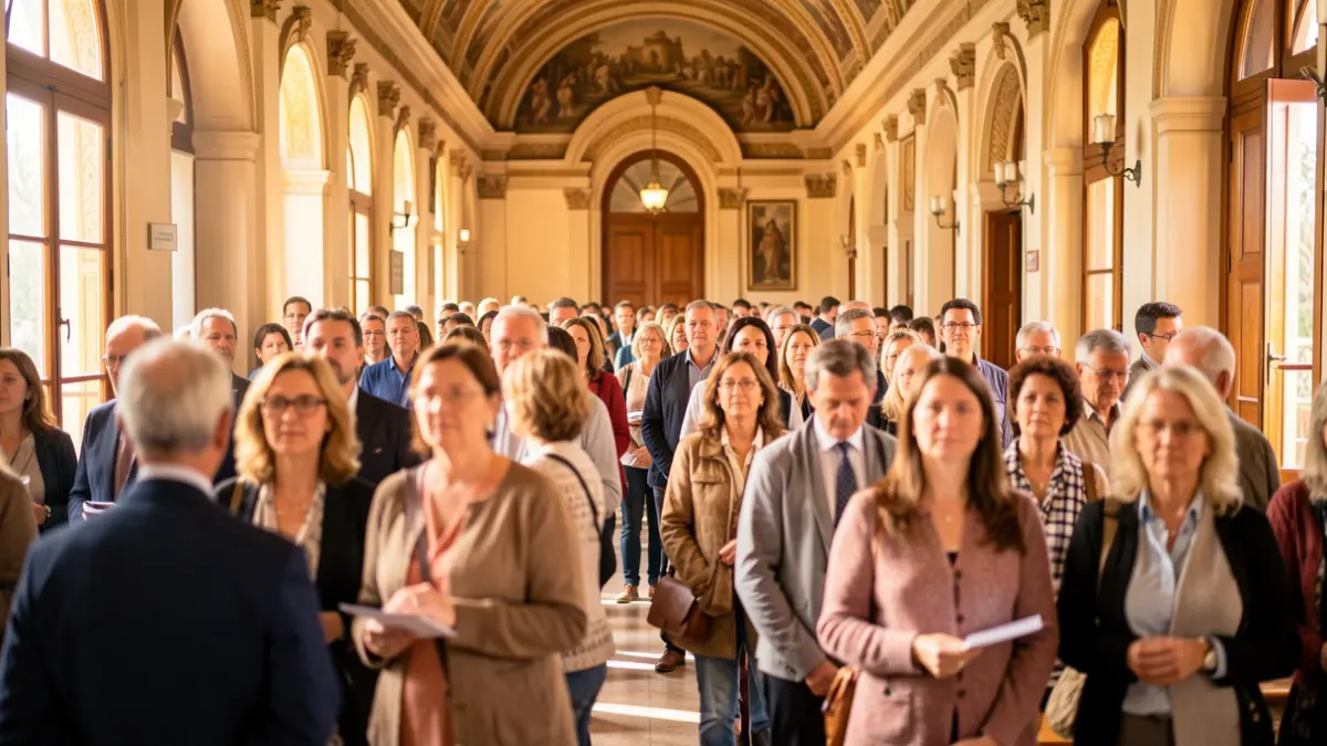 Imatge genèrica d'un acte institucional a Catalunya amb docents jubilats.