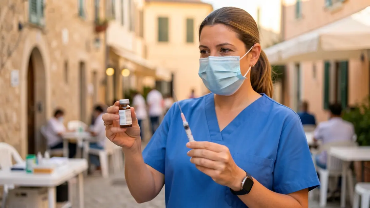 Personal sanitari preparant una vacuna en un centre de salut.