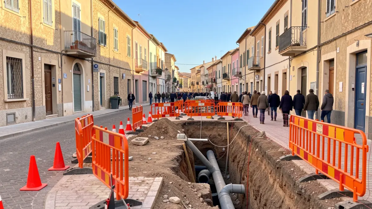 Obras de sustitución de la red de agua en la calle Arquitecte Gaudí de Artés.