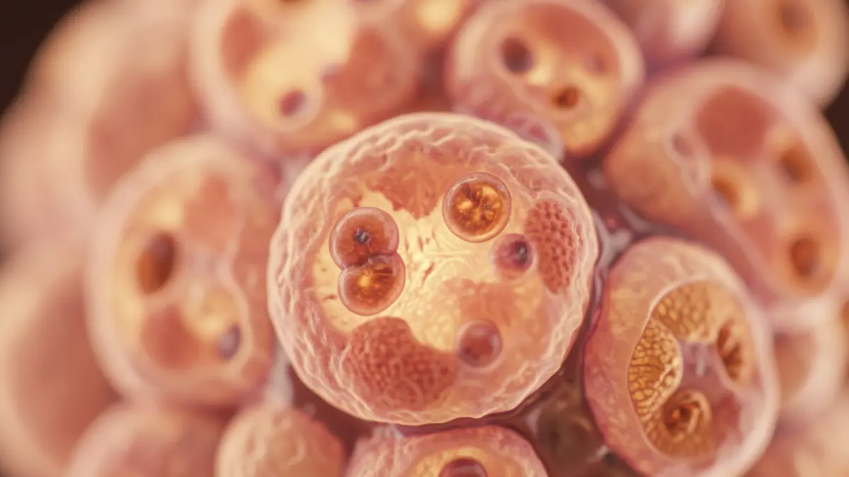 Imatge genèrica de cèl·lules canceroses en fase de pausa proliferativa observades al microscopi.