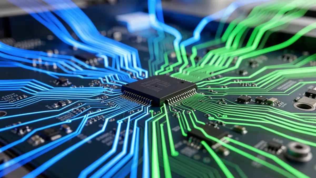 Generic image of advanced digital technology with circuits and energy patterns.